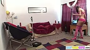 brooke sky in lingerie dances cleans and licks her small tits close up 🔥👅