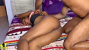 big tits curvy ebony with natural tits gets fucked hard by fat cock lodger after club oiled dancing