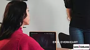 Tall brunette seduces petite babe into wet pussy licking and ass play