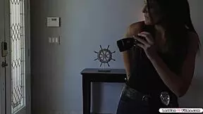 Officer Catches Colleague In Lingerie And Pounds Big Tits Pussy