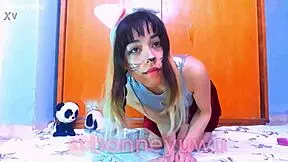 Bonneyuwu sips milk while teasing her tight pussy in short skirt 😻🥛