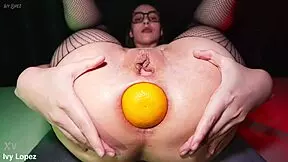 brunette latina teen gapes asshole wide with huge toy doggystyle farting