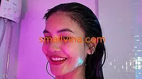 slutty thai 18yo strips after school, ripping clothes to show petite ass and small tits