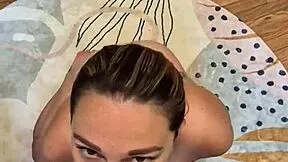 Hey dirty housewife strips teases feet then masturbates to massive facial cum