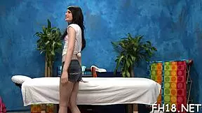 oiled petite student slut sucks and fucks massage therapist's hard cock