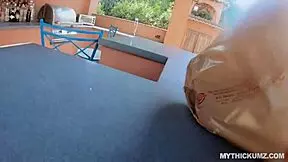 spicy latina bounces on huge cock outdoors at the bbq!!