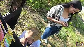 Girlfriend Loses Rock-Paper-Scissors Sucks Traveler's Cock for Epic Facial Cumshot?