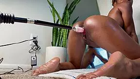 damn petite ebony slut fingers her big clit hard in solo play