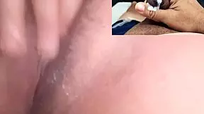 me gettin all hot watchin my ex's naughty young chick finger her pussy so good made me cum hard on sheer red