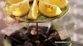 asian teen GAGS on huge COCK deepthroat