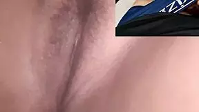 me gettin all hot watchin my ex's naughty young chick finger her pussy so good made me cum hard on sheer red
