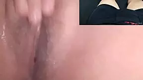 me gettin all hot watchin my ex's naughty young chick finger her pussy so good made me cum hard on sheer red