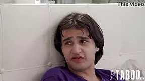 Eli, what's this? Annie caught you jerking off again, stepson—time for mommy's big tits help?