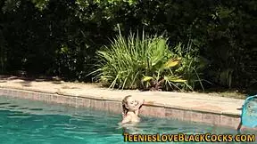 plowed teen's young body creamed hard by massive black cock outdoors