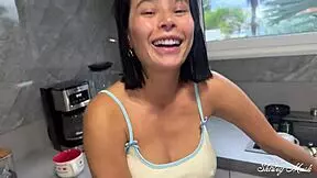 Stepdaughter's Morning Hard Fuck Boosts with Monster Cock Doggystyle Creampie Taboo?