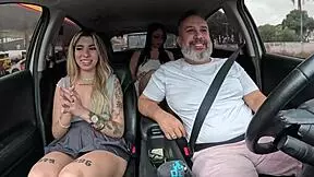 jordana xavier spreads wet shaved pussy outdoors with hot brazilian friends.