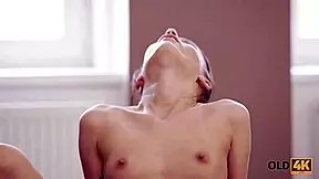 Old man and petite teen feel that forbidden spark licking her shaved pussy before he fills her tight hole