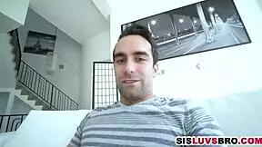 skinny teen spies on stepbro then deepthroats his cock with small tits out