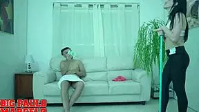 hot milf maid's big tits bounce on nerd cock doggystyle tip