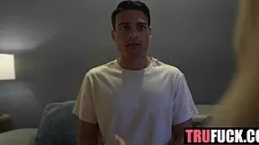 taylor catches leo jerking and teaches him to eat pussy blowjob doggy then swallow her cum load