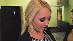 Coworkers Aaliyah Love and Zoey Monroe dive muffs kissing tits in office breakroom