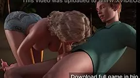 hot blonde doctor strokes young guy's big cock with handjob then rides him cowgirl on beach