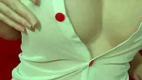 pretty blonde in see through dress bounces huge fake tits close up amateur