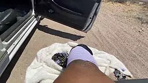 skinny ebony babe bent over taking fat bbc doggystyle outdoors