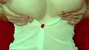 pretty blonde in see through dress bounces huge fake tits close up amateur