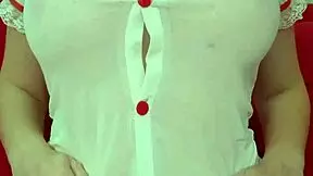 pretty blonde in see through dress bounces huge fake tits close up amateur