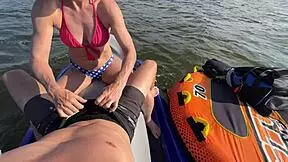 Skinny Athletic Wife Rides Hubby's Cock on Jet Ski Outdoor