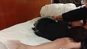 japanese schoolgirl cosplay miniskirt cutie gives blowjob pussy lick creampie on bed in uniform.