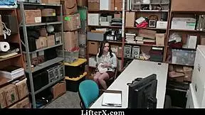 Sexy shoplifter teen 18+ caught by old owner punished bent over in garage