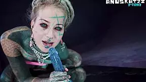 oh man pip's psychedelic hippie ass takes that dildo deep in anal play with pierced nipples and squirting