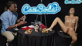 I pour flaming hot sauce on my shaved petite milf pussy lips for BBC challenge game.