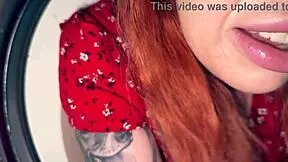 Step son helps step mom out of washer but things get stuck in a funny way.