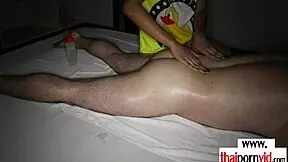 Petite thai massage teen sucks and fucks fat client's throbbing cock