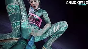 oh man pip's psychedelic hippie ass takes that dildo deep in anal play with pierced nipples and squirting
