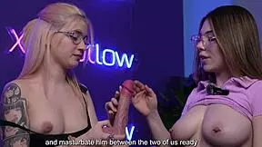 emma fiore gives sloppy blowjob with hot kisses flashing big tits in podcast interview