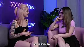 emma fiore gives sloppy blowjob with hot kisses flashing big tits in podcast interview