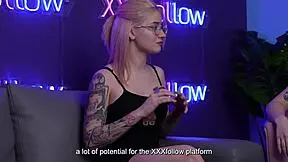 emma fiore gives sloppy blowjob with hot kisses flashing big tits in podcast interview