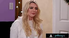 girlsway blizzard traps roommates kenna james and tiffany watson into hot lesbian scissoring face sitting feast