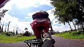 mexican shemale biker flashes panties on bike ride begs old man for outdoor cumshot