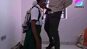 naughty petite teen licks and sucks two teachers' cocks bent over for cash