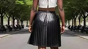 Ever dreamed of big ebony tits bursting from leather skirt in outdoor public sex?