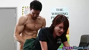 Uniformed coed teen sucks monster cock for facial 💦🍆