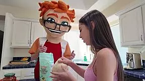 petite eva generosi drops to knees sucks big cock bent over doggystyle facial cumshot kitchen