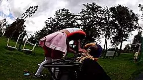 mexican shemale biker flashes panties on bike ride begs old man for outdoor cumshot