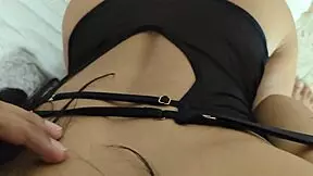 Petite white slut in heels rides cock cowgystyle with her big natural tits bouncing wild!