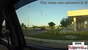 Petite Asian Cherry relaxes on big white cock with deep doggystyle